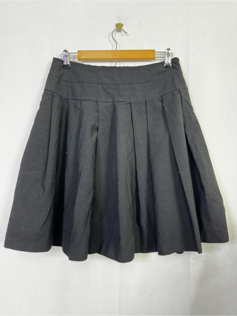 Victor Vintage Midi Skirt Pleated Wool Preppy Womens 6 Black Classy Flattering